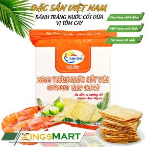 Bánh tráng nướng nước cốt dừa vị tôm cay - Thương hiệu THIỆN THẬT - Đặc sản Mỹ Lồng Bến Tre - Túi 40g - Kingsmart