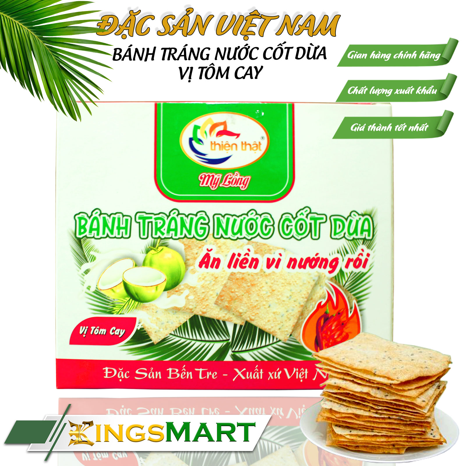Bánh tráng nướng nước cốt dừa vị tôm cay - Thương hiệu THIỆN THẬT - Đặc sản Mỹ Lồng Bến Tre - Túi 40g - Kingsmart - Ảnh 3