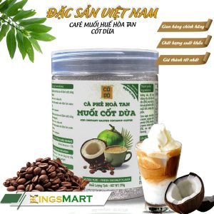 Cà phê muối Huế cốt dừa hòa tan - Gu đậm cà phê - Thương hiệu CỐ ĐÔ - Đặc sản Huế - Hũ 270g - Kingsmart