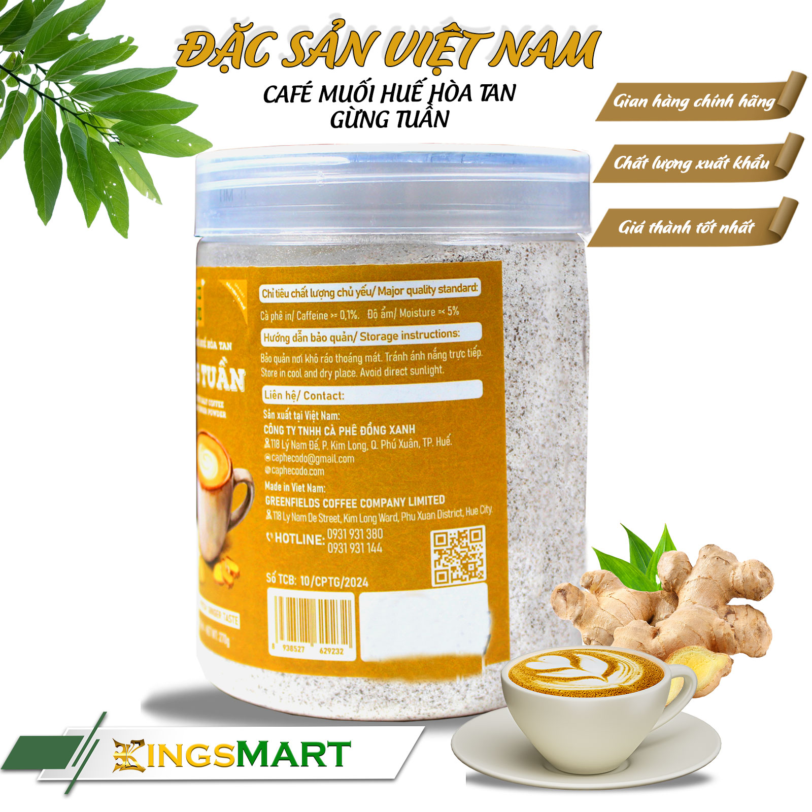 Cà phê muối Huế gừng tuần hòa tan - Gu đậm cà phê - Thương hiệu CỐ ĐÔ - Đặc sản Huế - Hũ 270g - Kingsmart - Ảnh 3