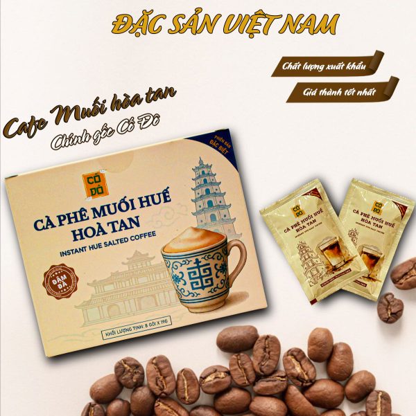 Cà phê muối Huế hòa tan - Gu kem béo mặn - Thương hiệu CỐ ĐÔ - Đặc sản Huế - Hộp 8 gói 19g - Kingsmart - Ảnh 3