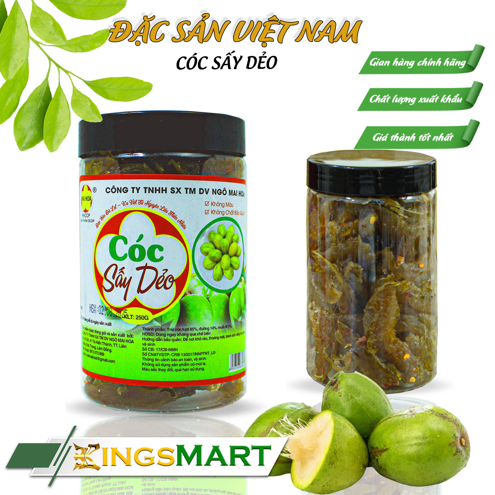 Mứt cóc sấy dẻo Đà Lạt - Thương hiệu NGÔ MAI HOA - Hũ 250g - Kingsmart - Ảnh 3