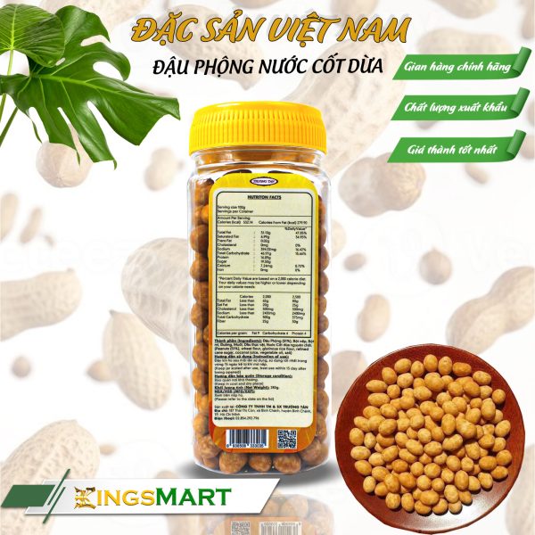 Đậu phộng da cá nước cốt dừa - Thương hiệu TRƯỜNG TÂN - Hũ 280g - Kingsmart - Ảnh 2