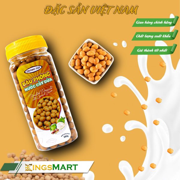 Đậu phộng da cá nước cốt dừa - Thương hiệu TRƯỜNG TÂN - Hũ 280g - Kingsmart - Ảnh 3