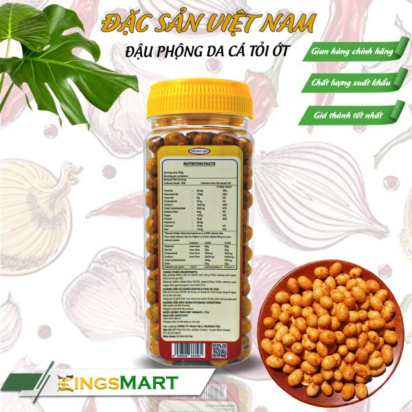 Đậu phộng da cá tỏi ớt - Thương hiệu TRƯỜNG TÂN - Hũ 260g - Kingsmart - Ảnh 2