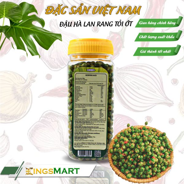 Đậu Hà Lan rang tỏi ớt - Thương hiệu TRƯỜNG TÂN - Hũ 210g - Kingsmart - Ảnh 2