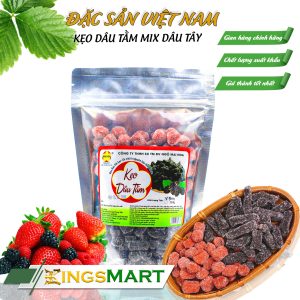 Kẹo dâu tây mix dâu tằm Đà Lạt - Thương hiệu NGÔ MAI HOA - Túi 500g - Kingsmart