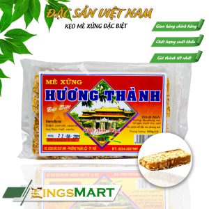 Kẹo mè xửng dẻo - Thương hiệu HƯƠNG THÀNH - Đặc sản HUẾ - Túi 240g/6 miếng vuông - Kingsmart