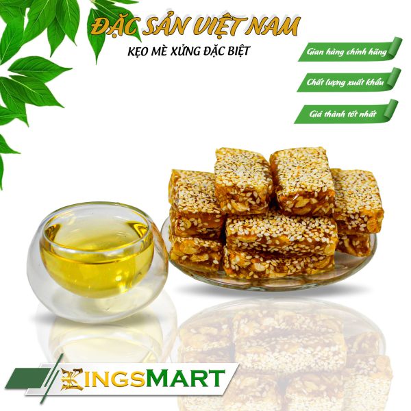 Kẹo mè xửng dẻo - Thương hiệu HƯƠNG THÀNH - Đặc sản HUẾ - Túi 280g/10 miếng chữ nhật - Kingsmart - Ảnh 3