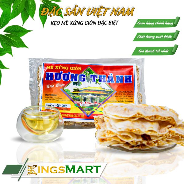 Kẹo mè xửng bánh tráng giòn - Thương hiệu HƯƠNG THÀNH - Đặc sản HUẾ - Túi 150g - Kingsmart