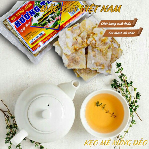 Kẹo mè xửng dẻo - Thương hiệu HƯƠNG THÀNH - Đặc sản HUẾ - Túi 280g/10 miếng chữ nhật - Kingsmart - Ảnh 4