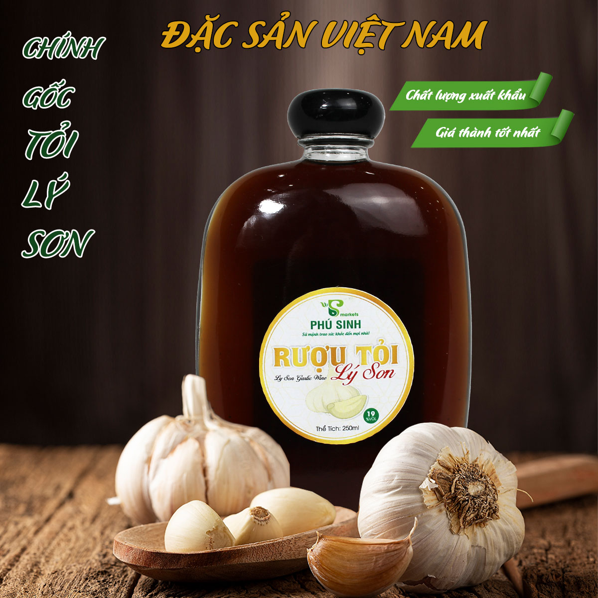 Rựu tỏi trắng - Thương hiệu Phú Sinh - Đặc sản Lý Sơn - Chai 250ml (12% VOL) - Kingsmart - Ảnh 3