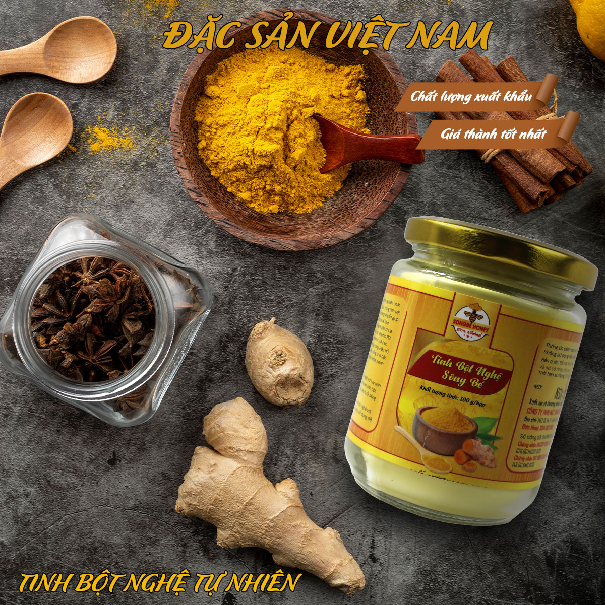 Tinh bột nghệ nguyên chất - Thương hiệu SÔNG BÉ - Đặc sản Bình Phước - Hũ 100g - Kingsmart - Ảnh 3