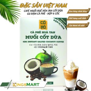 Cà phê muối Huế cốt dừa hòa tan - Gu đậm cà phê - Thương hiệu CỐ ĐÔ - Đặc sản Huế - Hộp 6 cốc - Kingsmart